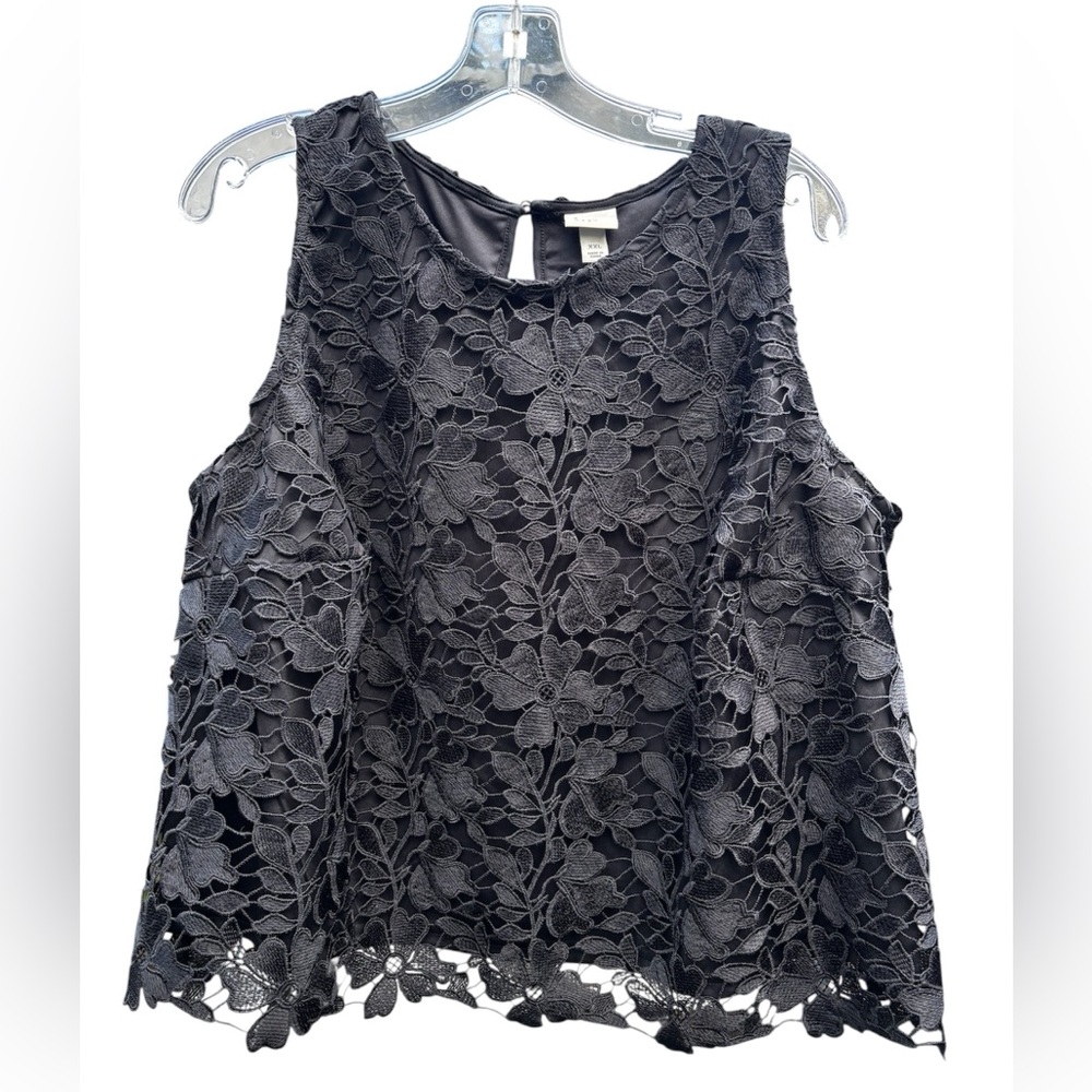 NWT Black Lace Sleeveless Top Sz XXL